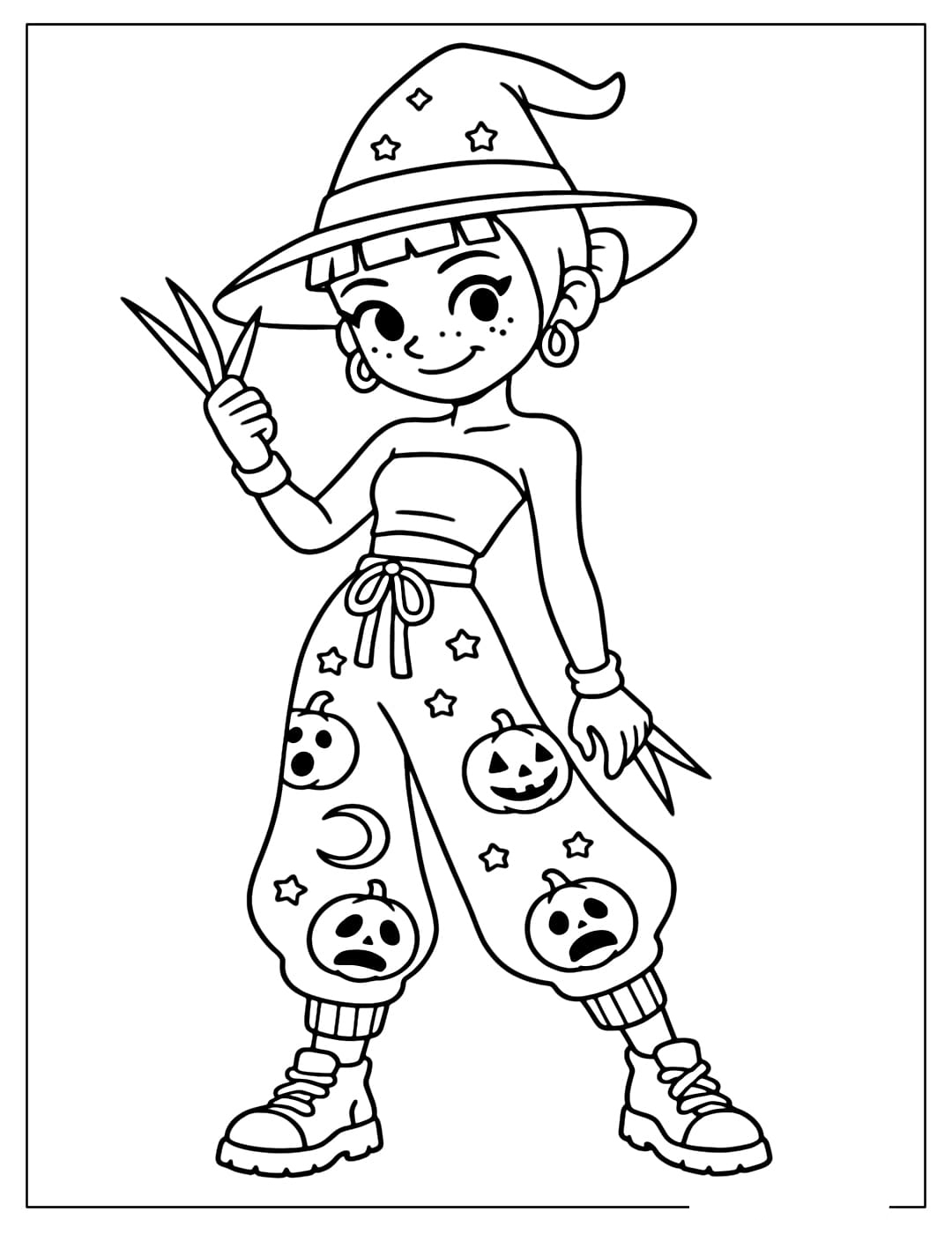 Fisa de colorat cu Halloween Zoey KPop Demon Hunters 11